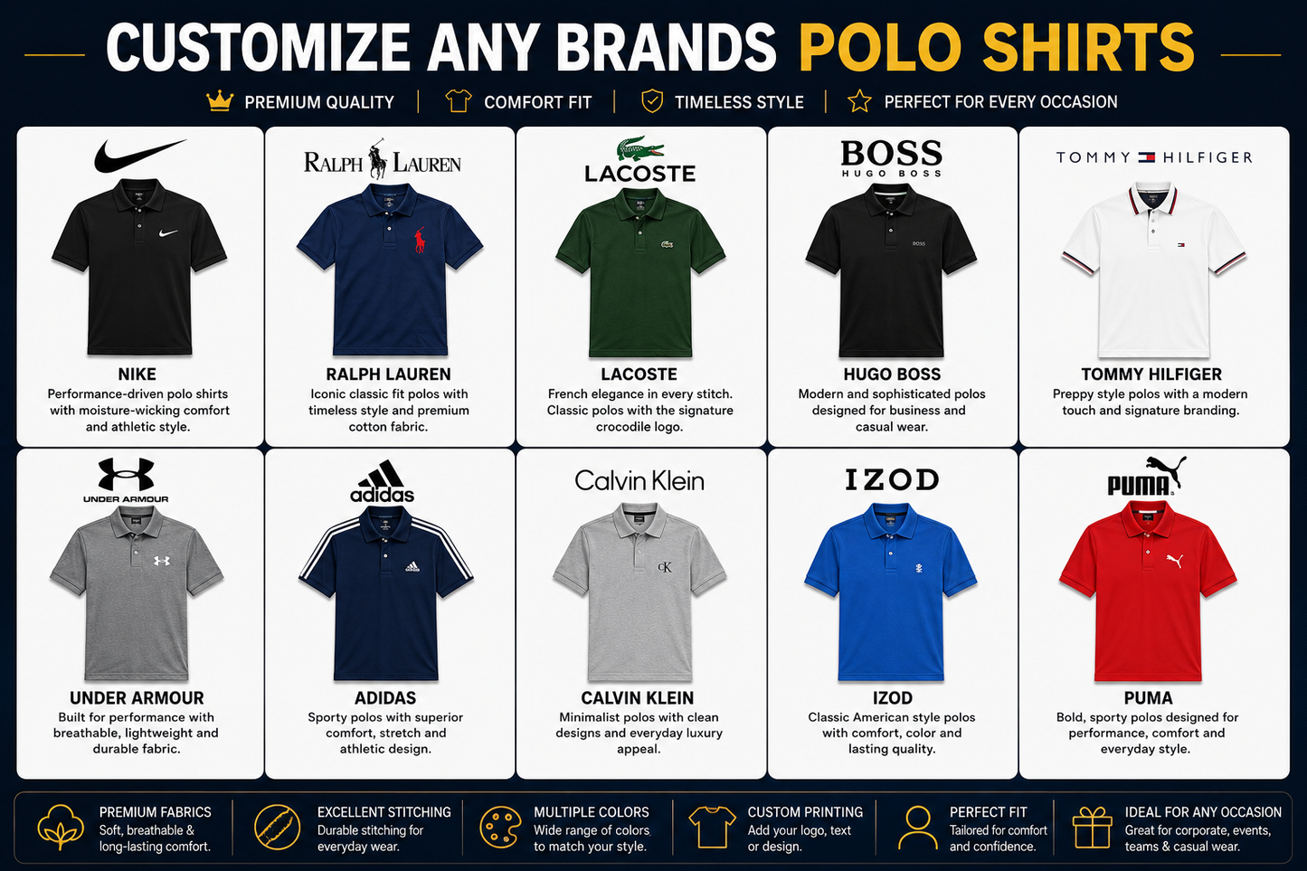 Customize any Brands Polo shirt